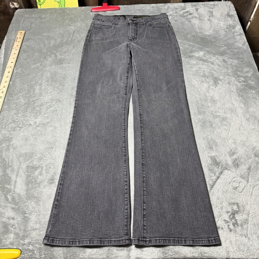 VTG Y2K NYDJ Women's 4 Petite Gray‎ Tummy Tuck Flared Jeans Grunge Stretch Goth